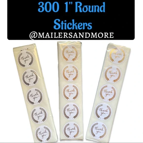 300 Pack of 1" Round Thank You Stickers, Reflective Gold Laurels PRICE IS FIRM - Picture 1 of 3